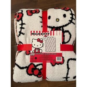 Hello kitty super soft twin blanket red bows